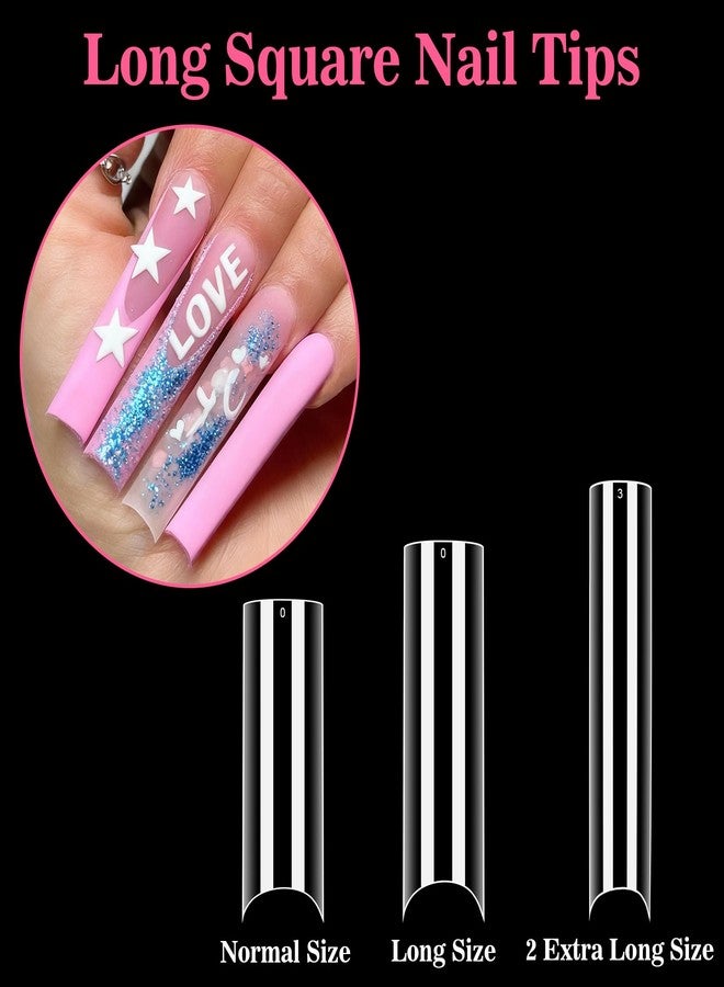 RAQEHO 240PCS Nail Tips - 12 Sizes C Curved Long Square, 2XL Extra Long Fake Nails, Clear Press On NailTips, Half Cover Tips Stuff for NailExtensions, XXL Long NailsSupplies for Nail Salon Home DIY - Image 2